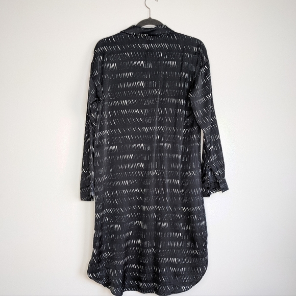 Eileen Fisher Silk Collared Shirt Dress Dash Black White Cotton Dash Size XS - Picture 14 of 14